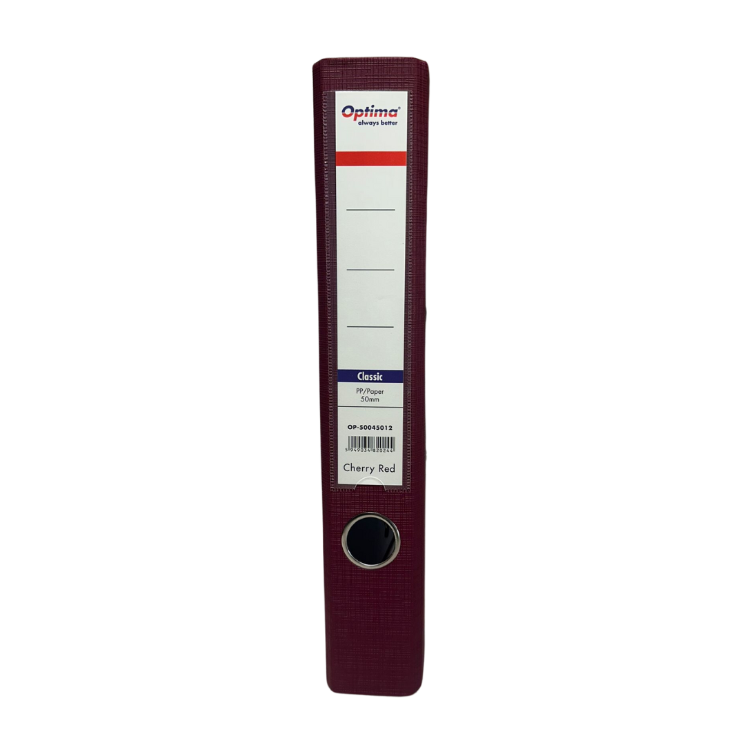 Biblioraft A4, Plastifiat Pp/paper, Margine Metalica, 50 Mm, Optima Classic - Visiniu