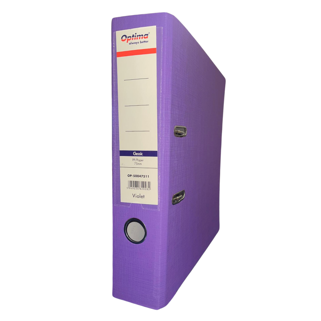 Biblioraft A4, Plastifiat Pp/paper, Margine Metalica, 75 Mm, Optima Classic - Violet