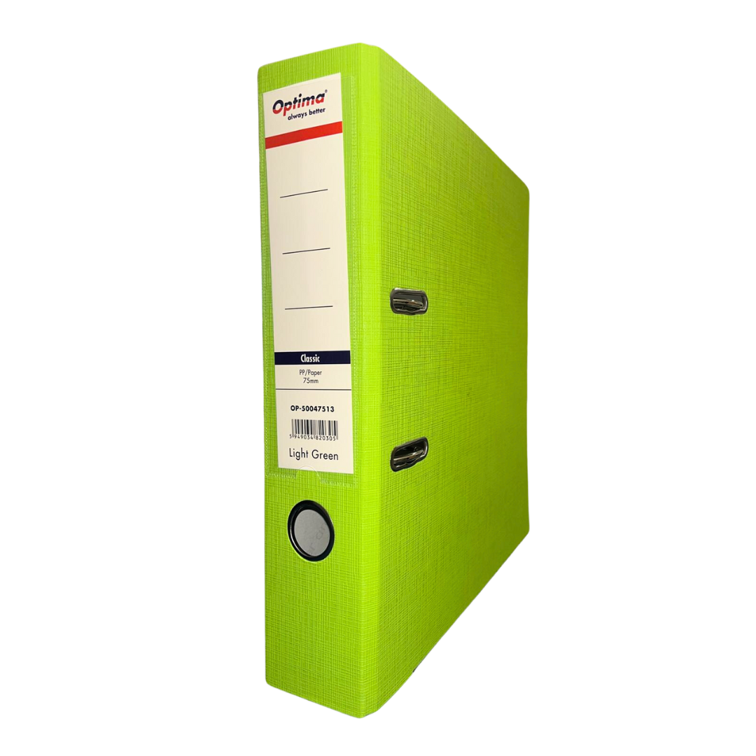 Biblioraft A4, Plastifiat Pp/paper, Margine Metalica, 75 Mm, Optima Classic - Verde Deschis