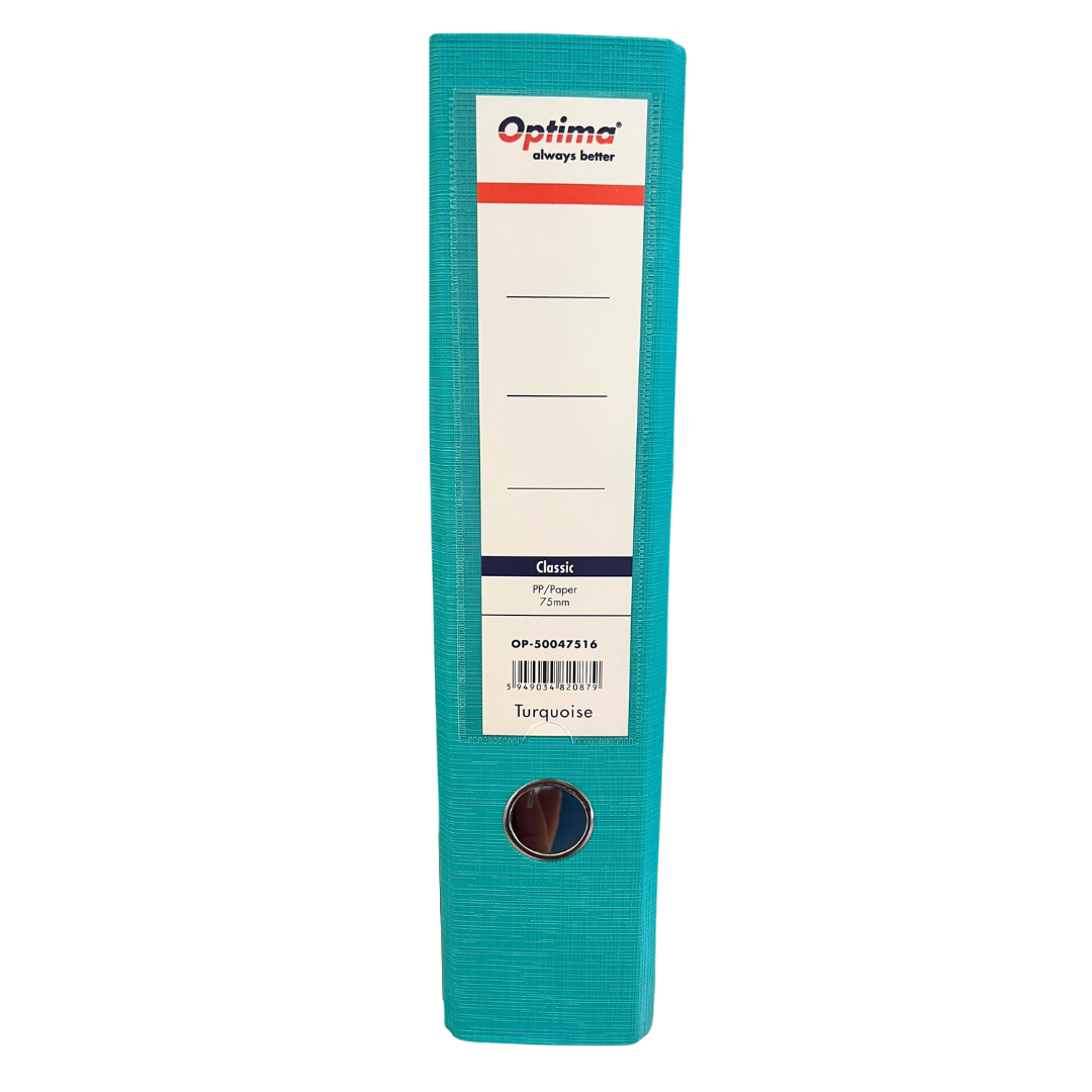 Biblioraft A4, Plastifiat Pp/paper, Margine Metalica, 75 Mm, Optima Classic - Turcoaz