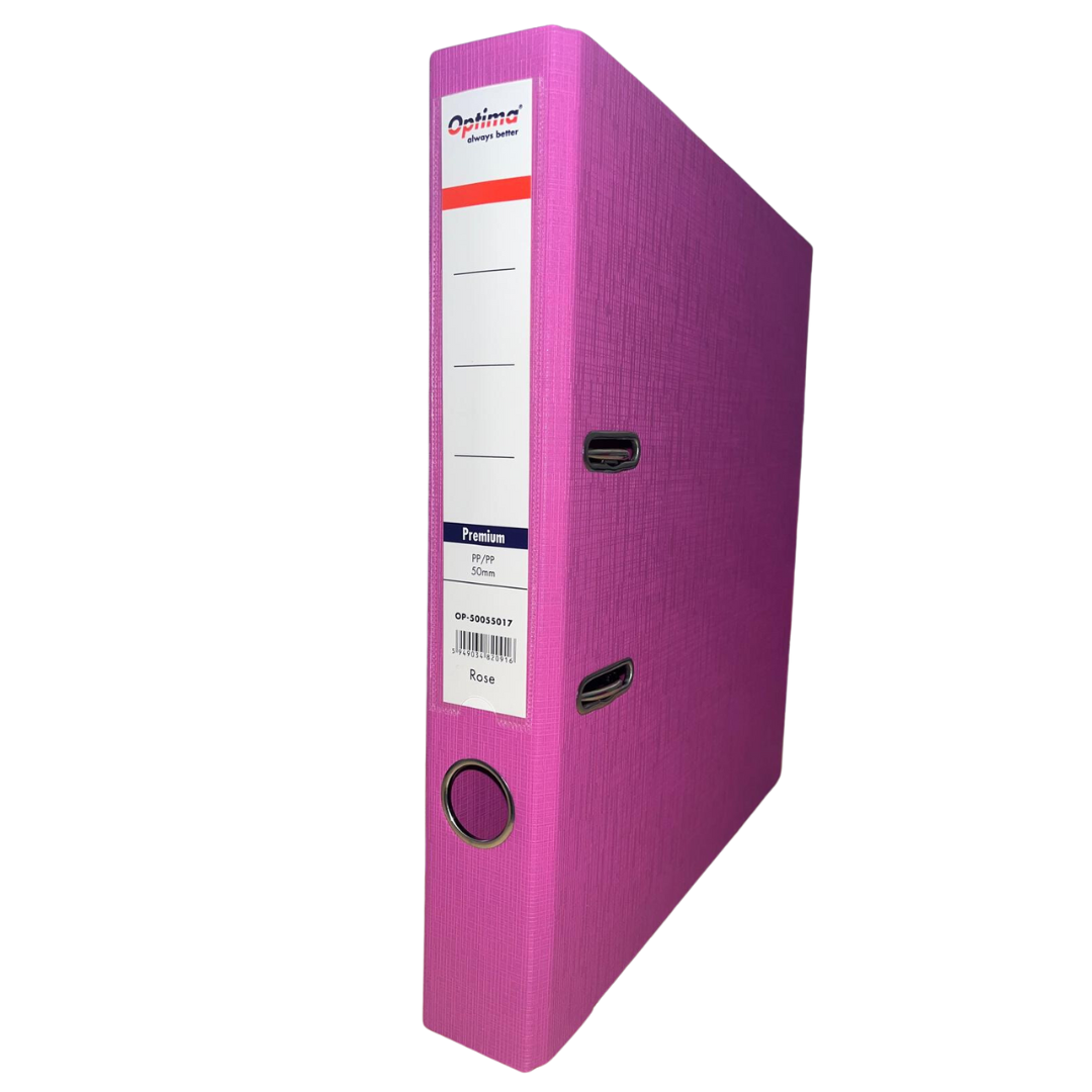 Biblioraft A4, Plastifiat Pp/pp, Margine Metalica, 50 Mm, Optima Premium - Rose