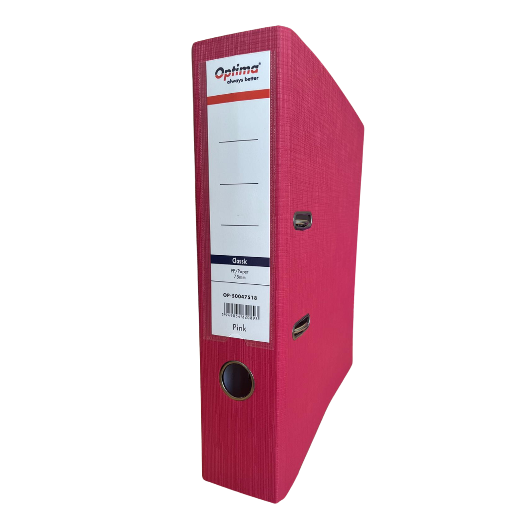 Biblioraft A4, Plastifiat Pp/pp, Margine Metalica, 75 Mm, Optima Premium - Rose