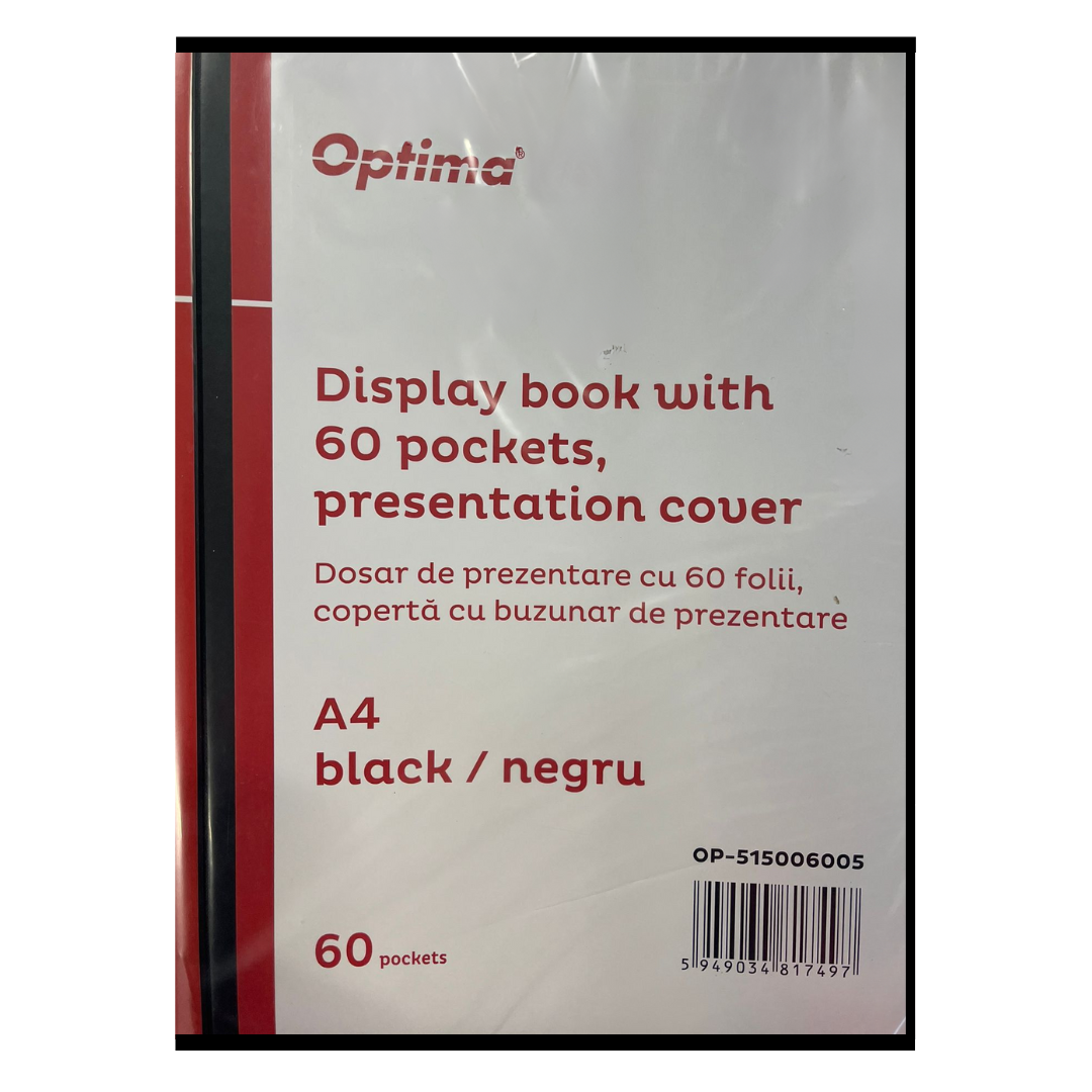 Dosar De Prezentare Personalizabil, A4, Cu 60 Folii, Coperta Rigida, Optima - Negru