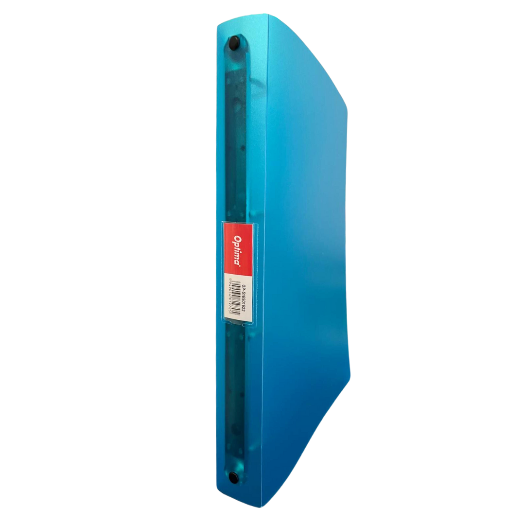 Caiet Mecanic 4 Inele - D16mm, Coperti Flexibile Pp, Optima Flex - Albastru Transparent