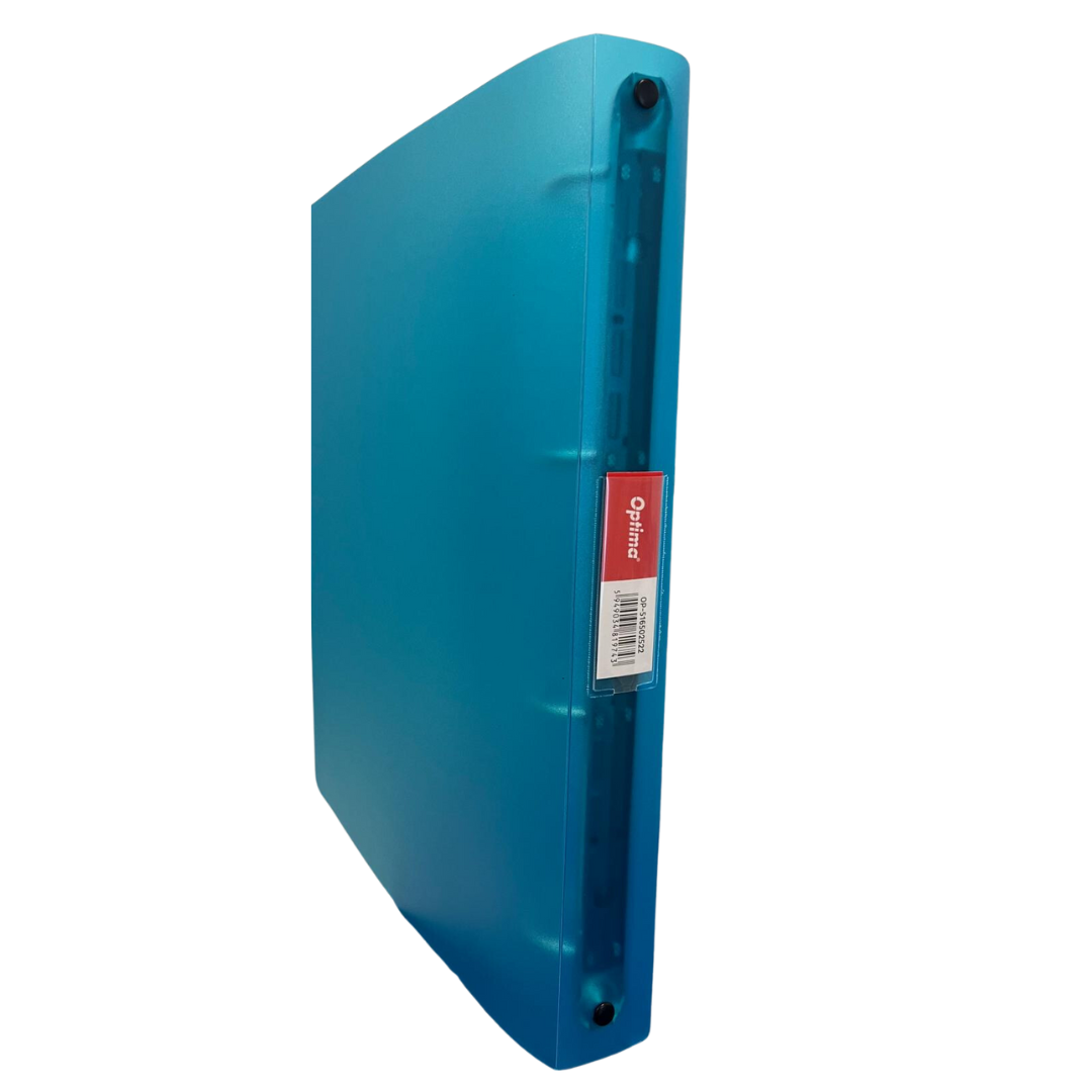 Caiet Mecanic 4 Inele - D25mm, Coperti Flexibile Pp, Optima Flex - Albastru Transparent