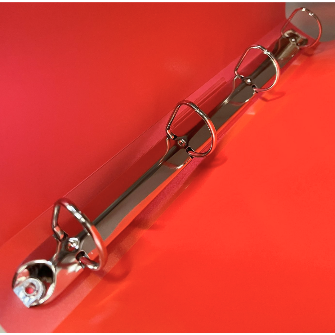 Caiet Mecanic 4 Inele - D25mm, Coperti Flexibile Pp, Optima Flex - Rosu Transparent