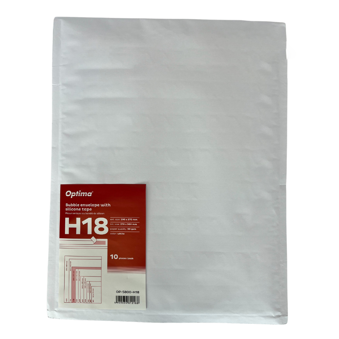 Plic Antisoc H18, 290x370mm - Ext., 270x360mm - Int., Lipire Siliconica, 10 Buc/set, Optima - Alb