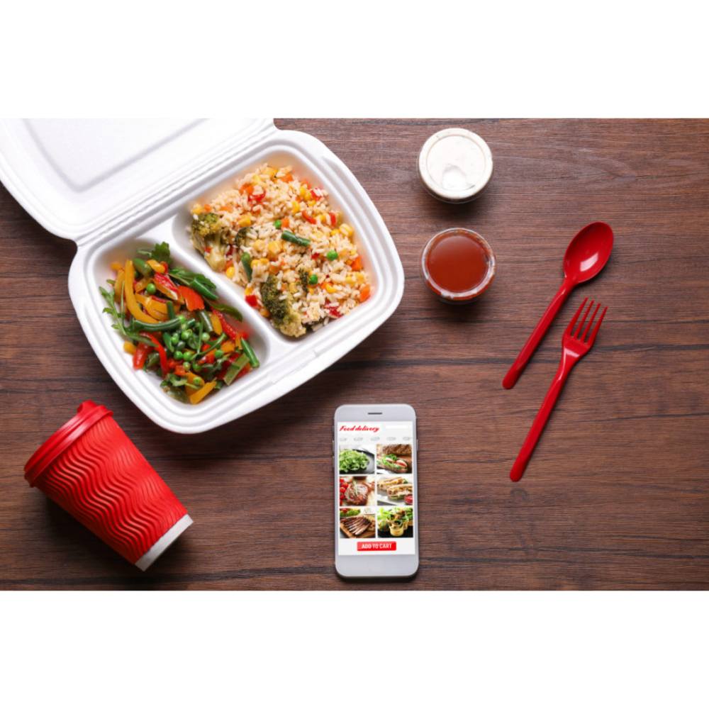 Caserole Meniu Oti, 24x21x7 cm, 100 Buc/Set, 2 Compartimente, Polistiren Expandat, Alb, Caserole Bicompartimentate cu Capac, Caserola Unica Folosinta Polistiren, Caserole Polistiren, Caserole Unica Folosinta, Ambalaje Catering, Caserole Fast Food