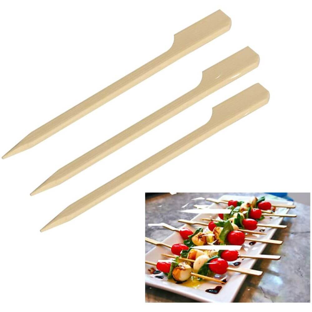 Set 50 Scobitori din Lemn Cocktail OTI, 15cm x 3mm, Scobitori din Lemn pentru Evenimente, Bete Frigarui cu Capat Plat, Scobitori pentru Petreceri, Bete pentru Aperitive, Scobitori pentru Aperitive, Scobitori Festive, Scobitori pentru Picnic