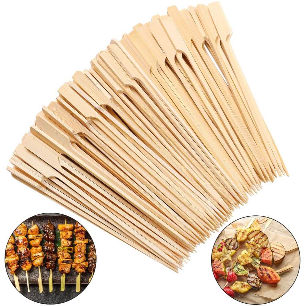 Set 50 Scobitori din Lemn Cocktail OTI, 15cm x 3mm, Scobitori din Lemn pentru Evenimente, Bete Frigarui cu Capat Plat, Scobitori pentru Petreceri, Bete pentru Aperitive, Scobitori pentru Aperitive, Scobitori Festive, Scobitori pentru Picnic