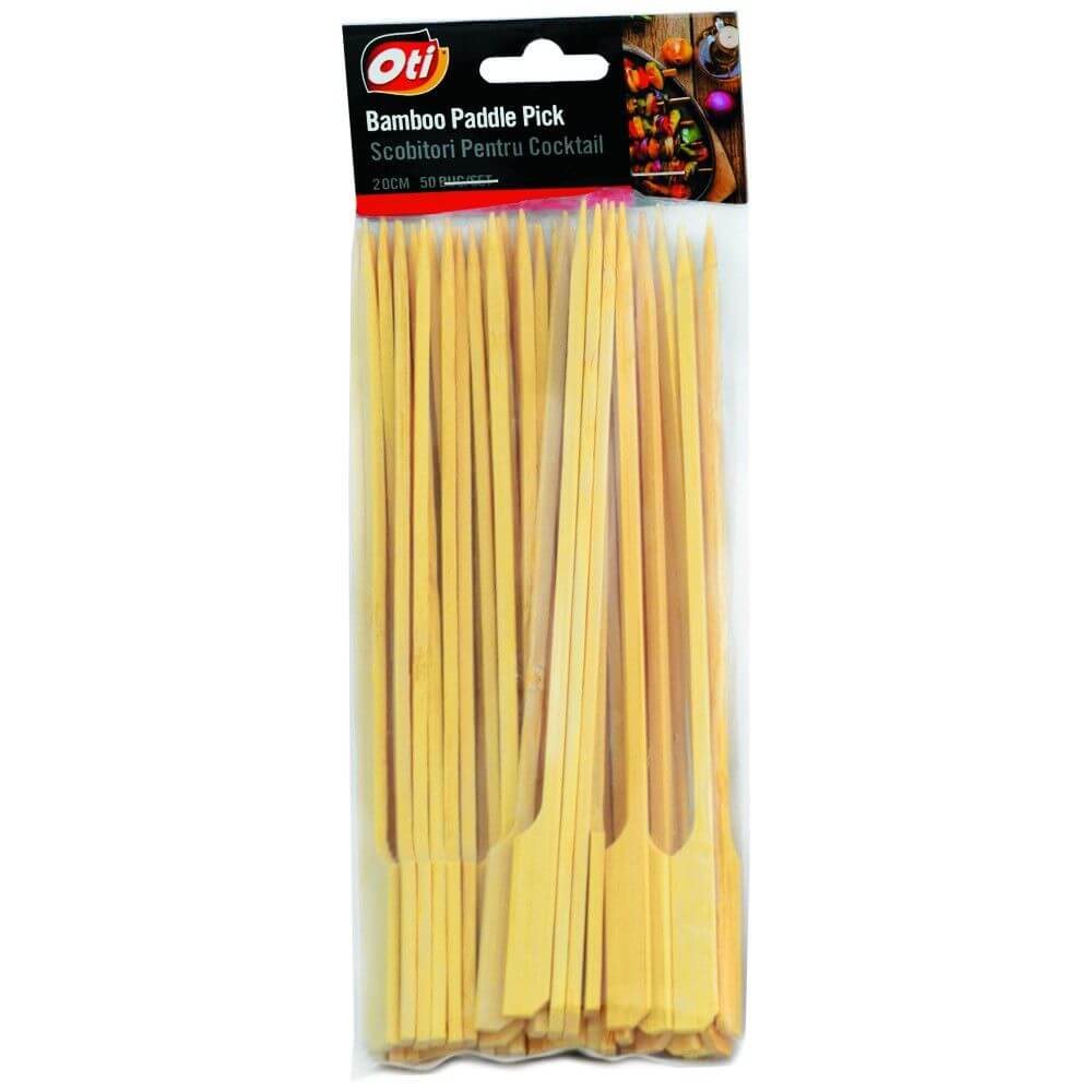 Set 50 Scobitori din Lemn Cocktail OTI, 20cm x 3mm, Scobitori din Lemn pentru Evenimente, Bete Frigarui cu Capat Plat, Scobitori pentru Petreceri, Bete pentru Aperitive, Scobitori pentru Aperitive, Scobitori Festive, Scobitori pentru Picnic