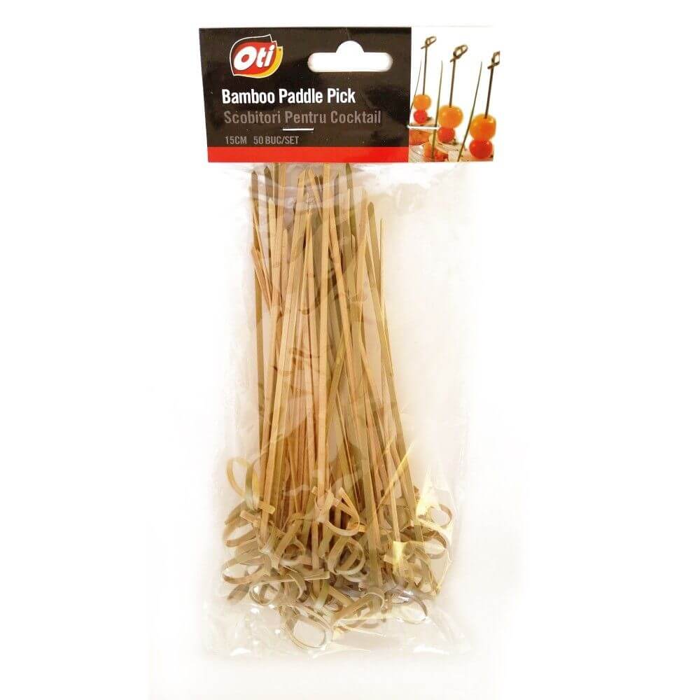 Set 50 Scobitori din Lemn Rustic Cocktail OTI, Lungime 15 cm, Scobitori din Lemn pentru Evenimente, Scobitori pentru Petreceri, Bete pentru Aperitive, Scobitori pentru Aperitive, Scobitori Festive, Scobitori pentru Picnic