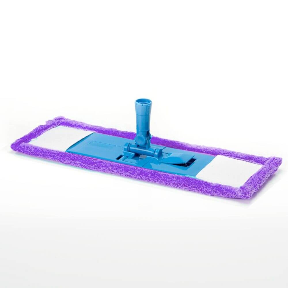 Mop Plat Economic OTI, Coada Metalica de 120 cm, Microfibra, Culoare Alb/Mov, Mopuri Plate, Mopuri cu Coada Metalica, Mopuri Curatenie, Mopuri din Microfibra, Mop Plat Microfibra, Mopuri Menaj, Accesorii pentru Uz Casnic