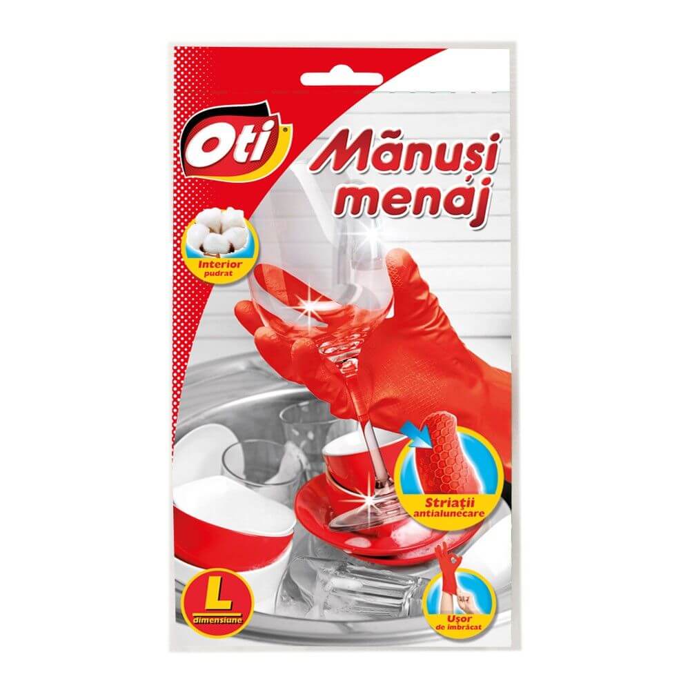 Manusi Menaj din Latex OTI, Marimea L, Culoare Rosie, Manusi pentru Menaj, Manusi pentru Curatenie, Manusi din Latex cu Interior Pudrat Manusi Menaj din Latex OTI, Marimea L, Culoare Rosie, Manusi pentru Menaj, Manusi pentru Curatenie, Manusi din Latex cu Interior Pudrat