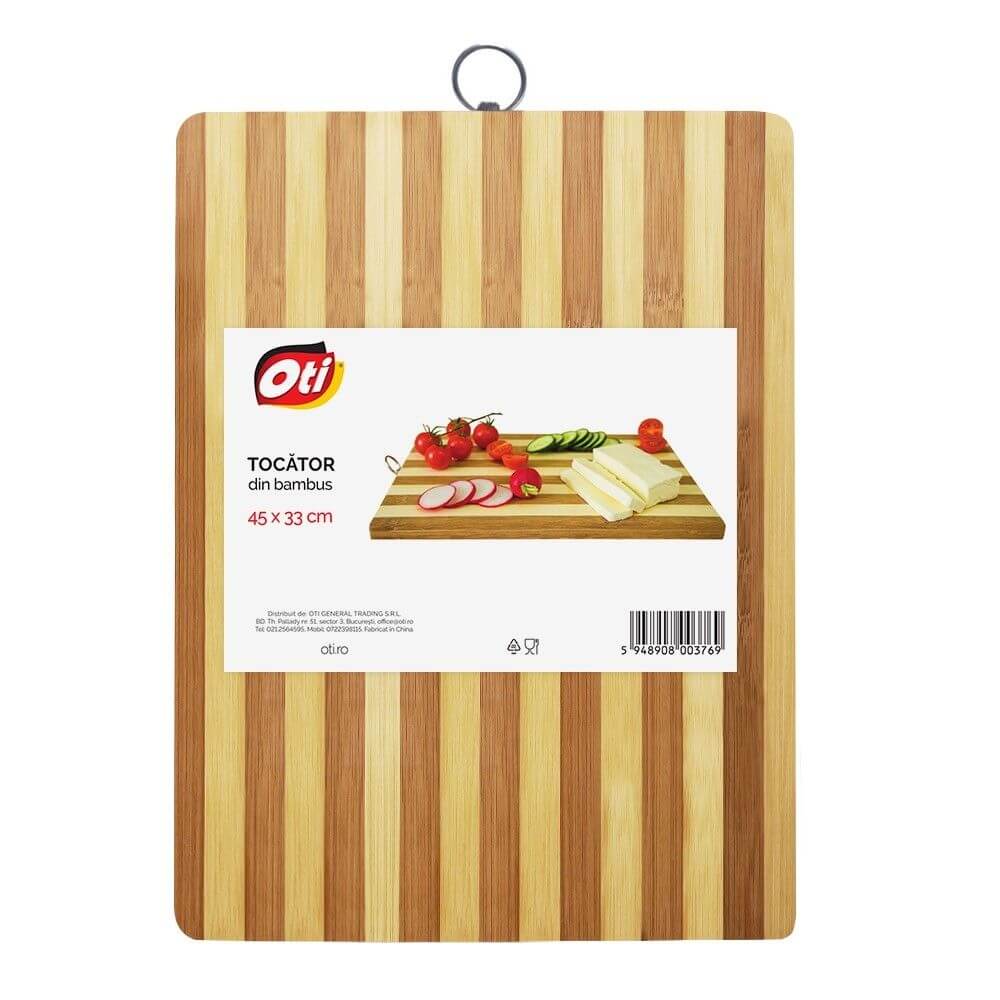 Tocator Lemn Bambus, 33x45 cm, Marimea XL, Forma Dreptunghiulara, Culoare Natur, Suport de Lemn pentru Tocat, Tocator pentru Bucatarie, Tocatoare din Lemn, Fund de Lemn pentru Bucatarie, Fund Lemn pentru Taiat Legume, Ustensile pentru Bucatarie