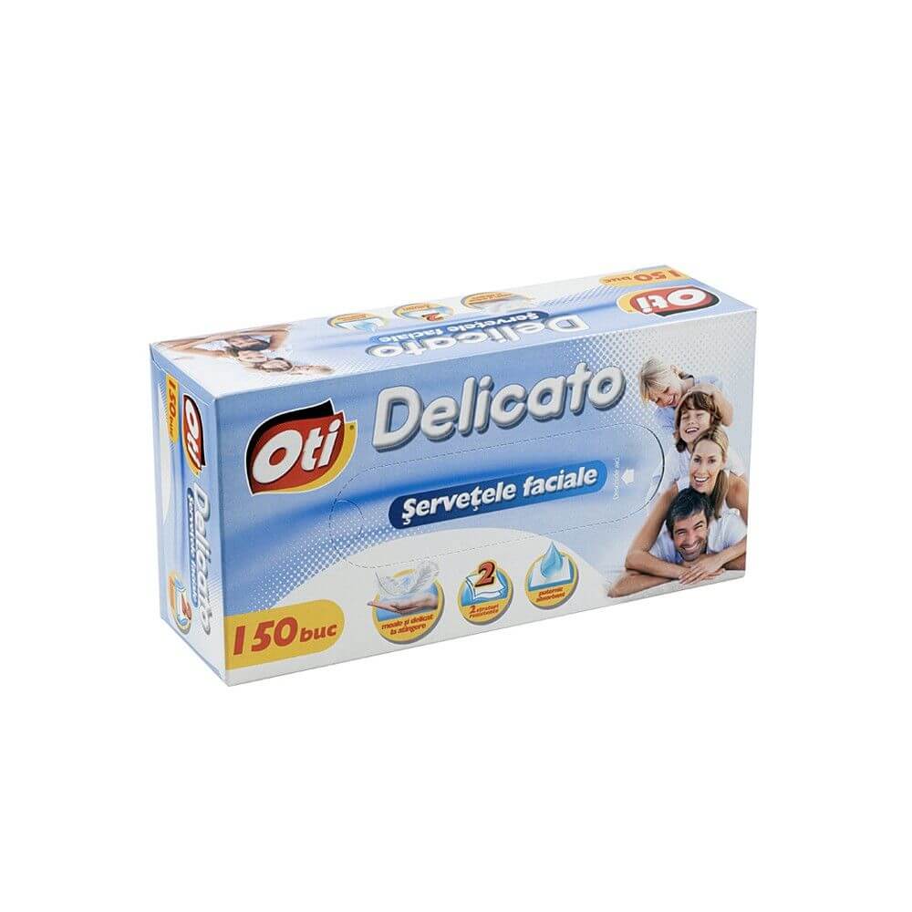 Servetele Faciale OTI Delicato, 2 Straturi, 150 Servetele/Cutie, Celuloza, Servetele Demachiante Uscate, Servetele Uscate la Cutie, Servetele Faciale la Cutie, Servetele Oti Delicato, Servetele Faciale Uscate, Servetele Puternic Absorbante