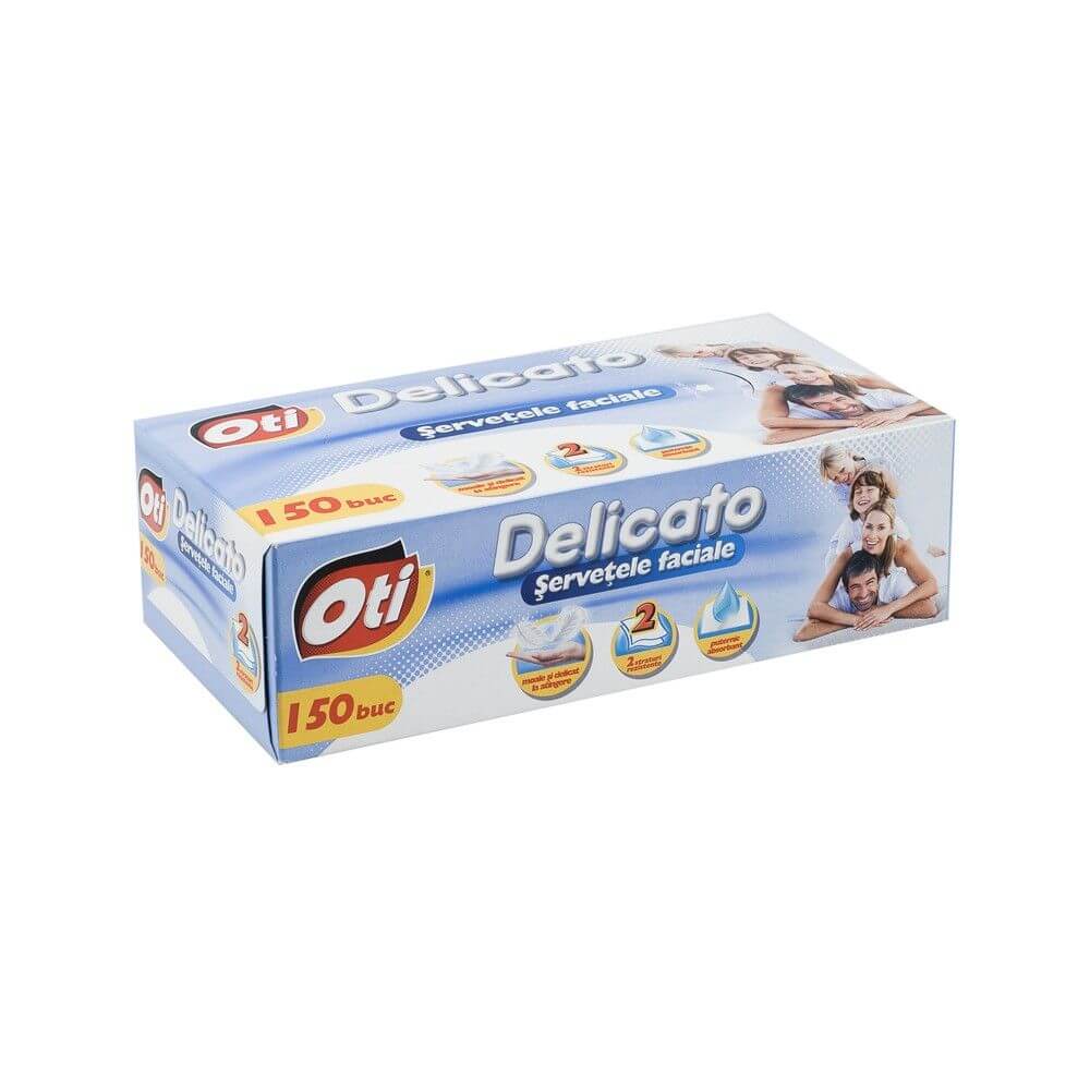 Servetele Faciale OTI Delicato, 2 Straturi, 150 Servetele/Cutie, Celuloza, Servetele Demachiante Uscate, Servetele Uscate la Cutie, Servetele Faciale la Cutie, Servetele Oti Delicato, Servetele Faciale Uscate, Servetele Puternic Absorbante