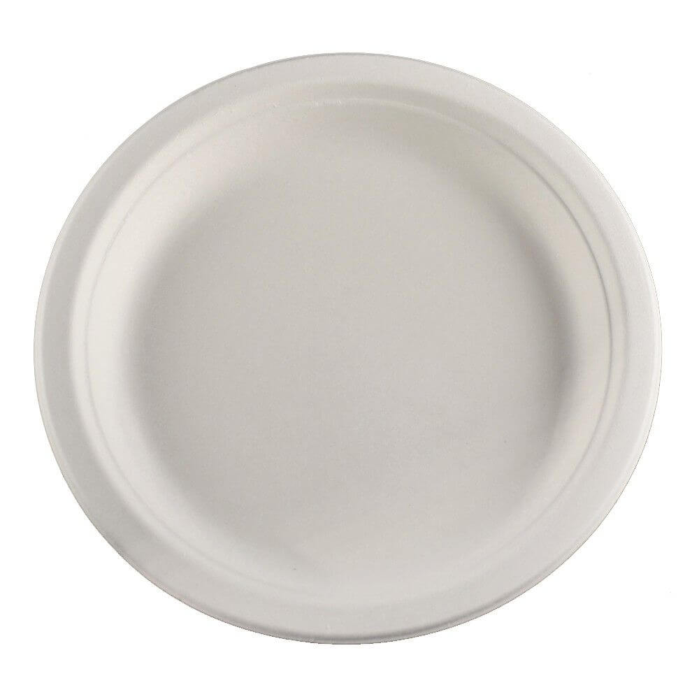 Farfurie Rotunda Biodegradabila, 17.5 cm, 50 Buc/Set, Trestie de Zahar, Farfurie Biodegradabila din Trestie de Zahar, Farfurie Patrata Biodegradabila, Farfurii Ecologice, Farfurii Biodegradabile de Unica Folosinta