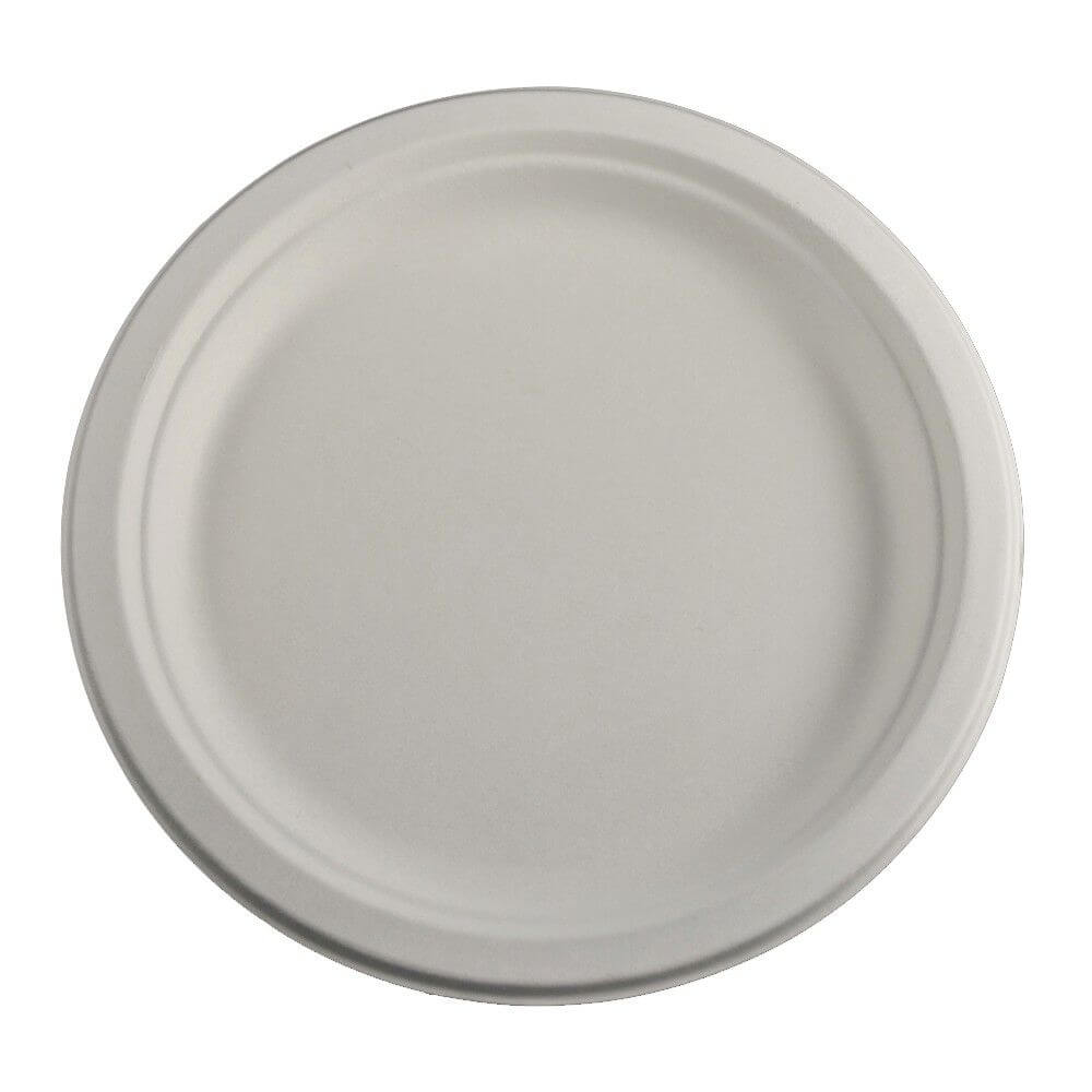 Farfurie Rotunda Biodegradabila, 22.5 cm, 50 Buc/Set, Trestie de Zahar, Farfurie Biodegradabila din Trestie de Zahar, Farfurie Patrata Biodegradabila, Farfurii Reciclabile, Farfurii Ecologice, Farfurii Biodegradabile de Unica Folosinta