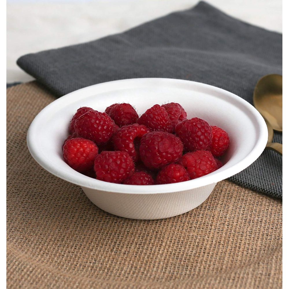 Boluri Biodegradabile, 400 ml, 50 Buc/Set, Culoare Alba, Boluri din Trestie de Zahar, Bol din Trestie de Zahar, Boluri de Unica Folosinta pentru Supe, Boluri de Unica Folosinta,  Boluri Ecologice, Boluri de Supa, Articole pentru Catering