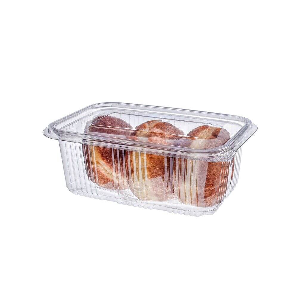 Caserola Capac Atasat, 230x190x70 mm, 100 Buc/Set, 2000 ml, Plastic Transparent, Caserole de Unica Folosinta, Caserole cu Capac din Plastic, Caserole din Plastic, Caserole Catering, Set Caserole din Plastic, Caserola din Plastic de Unica Folosinta