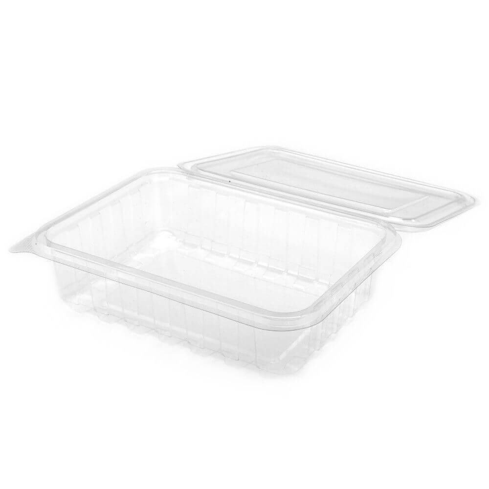 Caserole Capac Atasat, 185x125x55 mm, 100 Buc/Set, 750 ml, Plastic Transparent, Caserole de Unica Folosinta, Caserole cu Capac din Plastic, Caserole din Plastic, Caserole Catering, Caserola cu Capac, Set de Caserole din Plastic