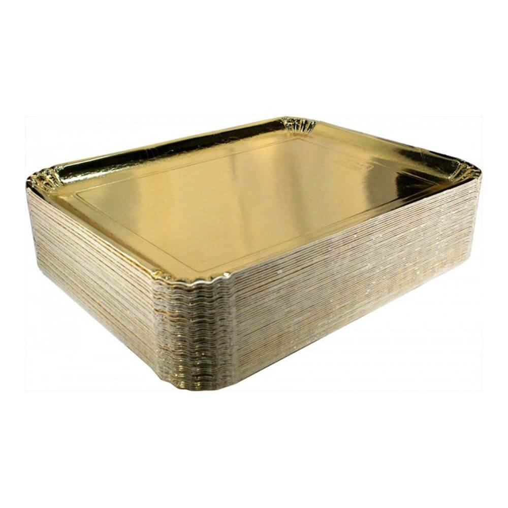 Tavite OTI, 34x24 cm, 50 Buc/Set, Carton Auriu, Tavite Unica Folosinta, Tavite de Carton Auriu, Tavite din Carton, Tavite de Carton Patiserii, Tavite Catering, Tavite Aurii pentru Prajituri, Suporturi Carton pentru Parjituri, Platouri Cofetarie