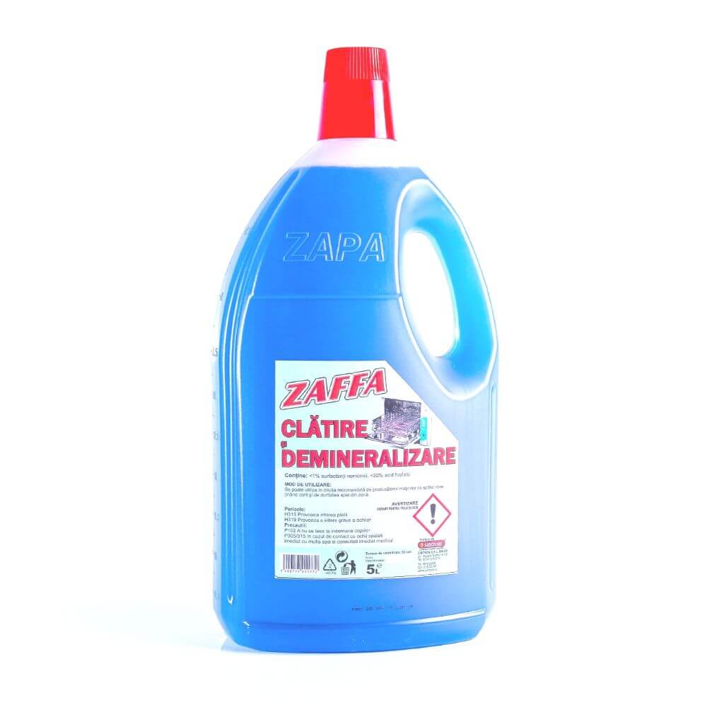 Solutie Anticalcar si Clatire ZAFFA pentru Masina de Vase, Cantitate 5 L, Detergenti Clatire pentru Masinile de Vase, Detergent Anticalcar pentru Masina de Vase, Detergent Clatire pentru Masina de Curatat Vasele