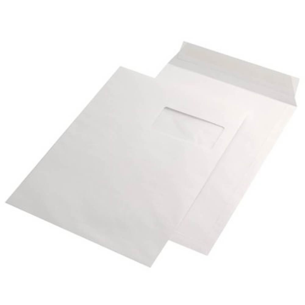 Plicuri Albe C4 cu Fereastra Dreapta, Dimensiune 229x324 mm, 100 Buc/Bax, Lipire Autoadeziva