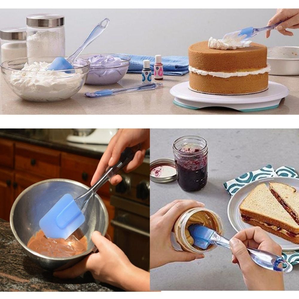 Paleta Din Silicon Pentru Ornat, Maner Din Plastic Cu Spatula Atasata, Culoare Portocaliu