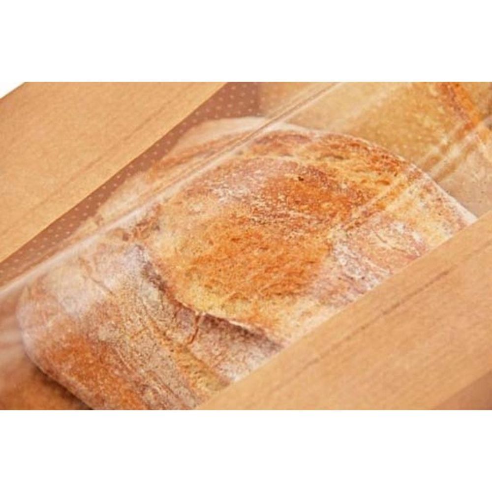 Set 1000 de Pungi din Hartie cu Fereastra BOPP, 15x5x25 cm, pentru Patiserii si Brutarii, Pungi cu Fereastra, Pungi Hartie cu Fereastra BOPP, Pungi Natur Hartie pentru Patiserii si Brutarii, Pungi Hartie Kraft cu Fereastra