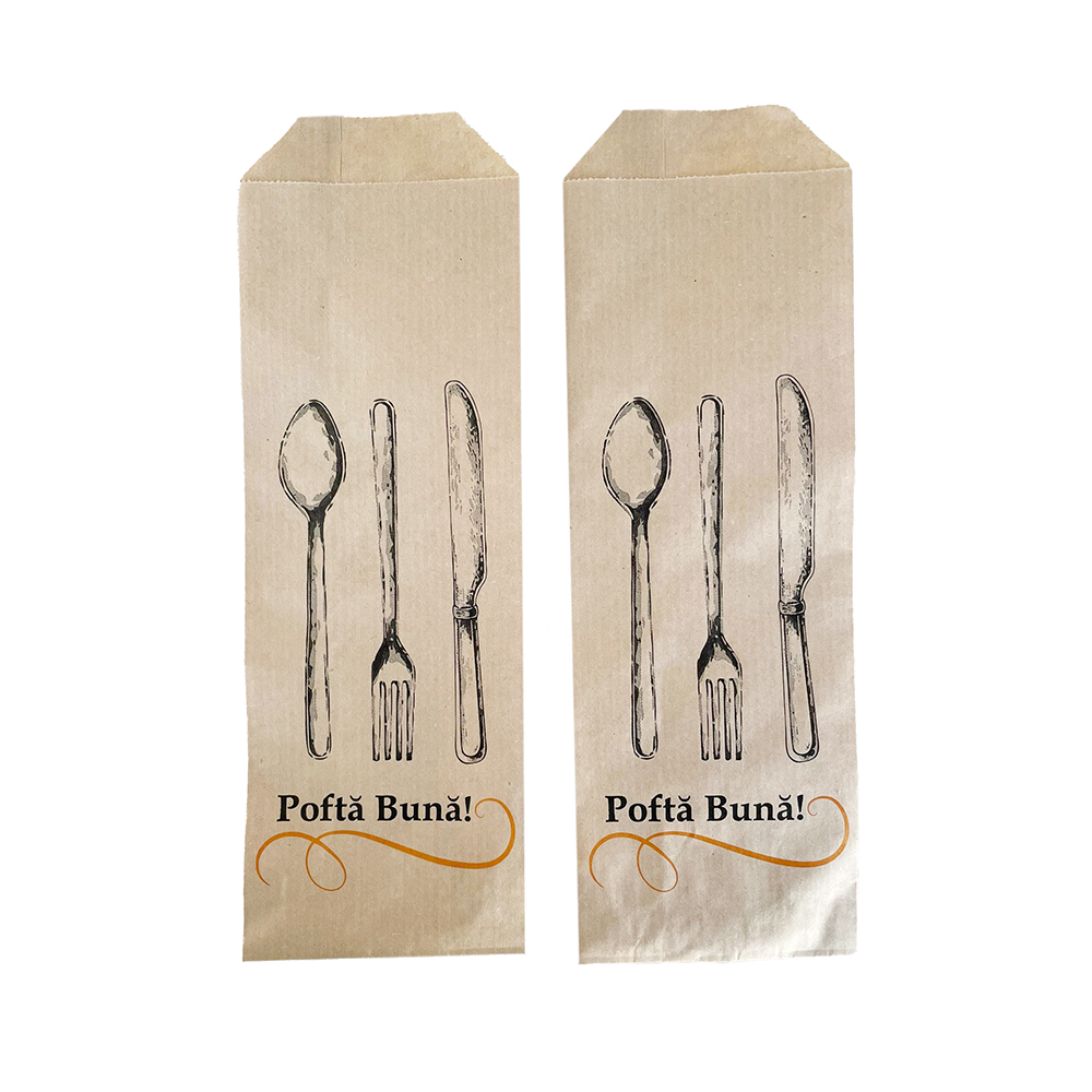 Pungi pentru Tacamuri Imprimate 8x24 cm, 2000 Buc/Bax, 40 g/mÂ², Pungi din Hartie Kraft Natur, Pungi Tacamuri, Pungi pentru Tacamuri, Pungi de Tacamuri, Pungi din Hartie pentru Tacamuri, Pungi Tacamuri Hartie Kraft, Pungi Tacamuri Natur