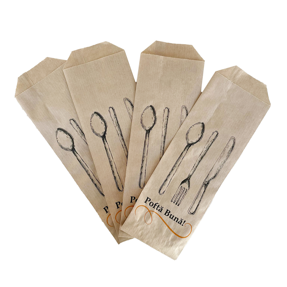 Pungi pentru Tacamuri Imprimate 8x24 cm, 2000 Buc/Bax, 40 g/mÂ², Pungi din Hartie Kraft Natur, Pungi Tacamuri, Pungi pentru Tacamuri, Pungi de Tacamuri, Pungi din Hartie pentru Tacamuri, Pungi Tacamuri Hartie Kraft, Pungi Tacamuri Natur