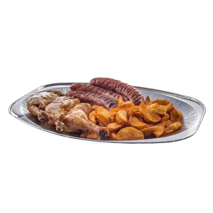 Platou Din Aluminiu 1200cc, Dimensiuni 425x285x27 Mm, Diametru 250 Mm