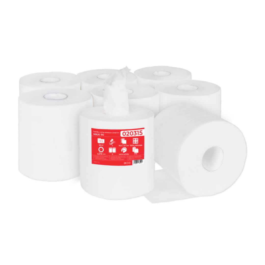 Prosop Rola Hartie Alba, 90m - 2 Straturi, 193x240mm, 6 Role/bax, Prima Soft Maxi 90