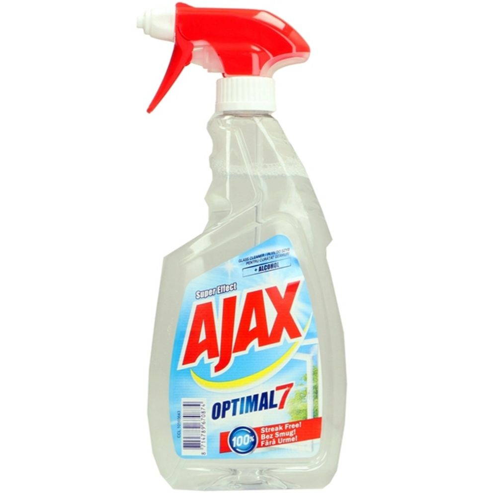 Detergent Geamuri Ajax Optimal 7, 500 ml, Solutie Geamuri cu Pulverizator, Solutie Curatat Ferestre cu Pulverizator, Solutie Geamuri Ajax, Solutii Ajax pentru Geamuri, Solutie Lustruit Geamuri si Suprafete din Sticla