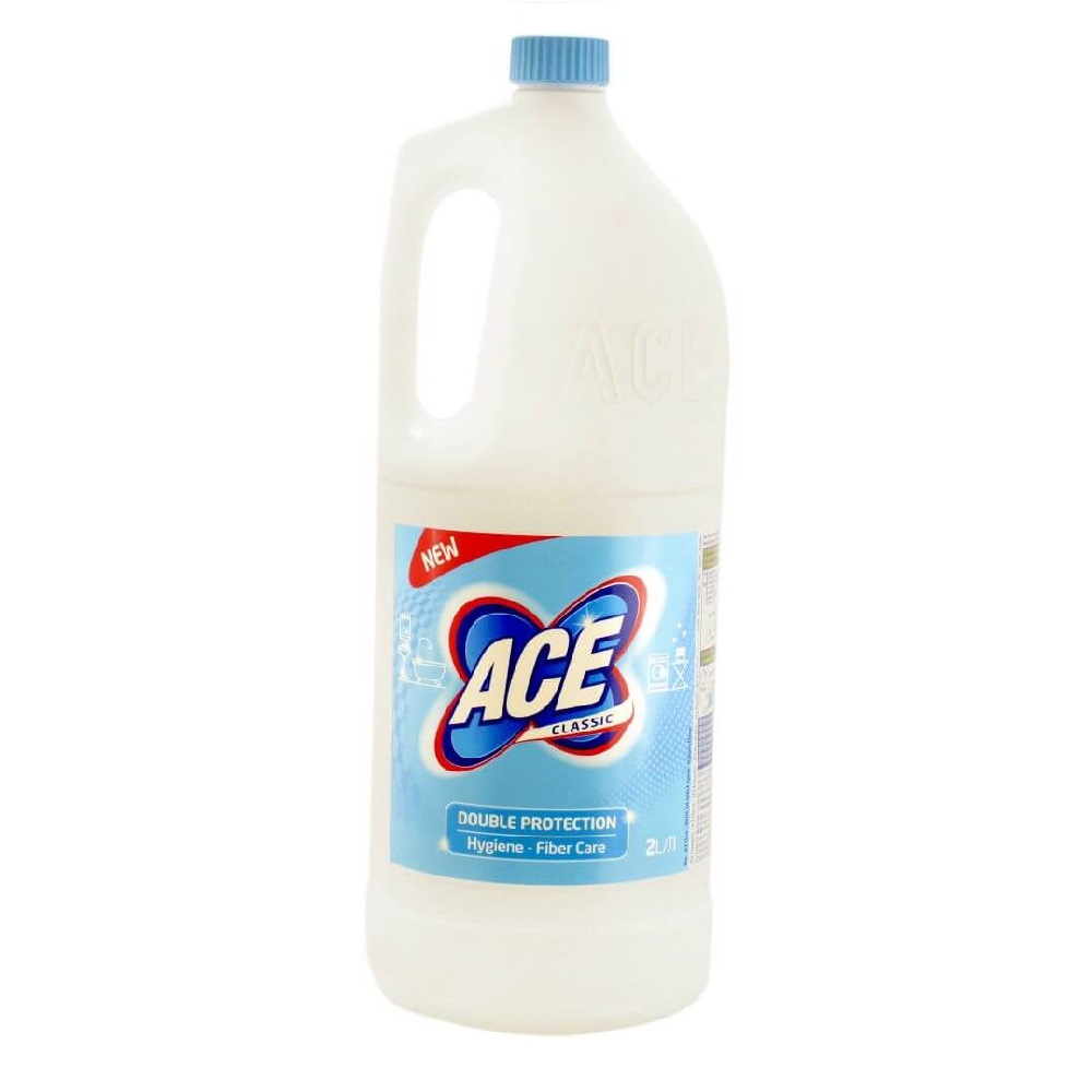 Ace Classic Inalbitor Lichid pentru Rufe pe Baza de Clor, 2 Litri, Clor Inlabitor pentru Haine, Clor Ace pentru Rufe, Inalbitor Ace Classic, Inalbitor pentru Rufe Albe, Ace Clasic Multi-Curatare