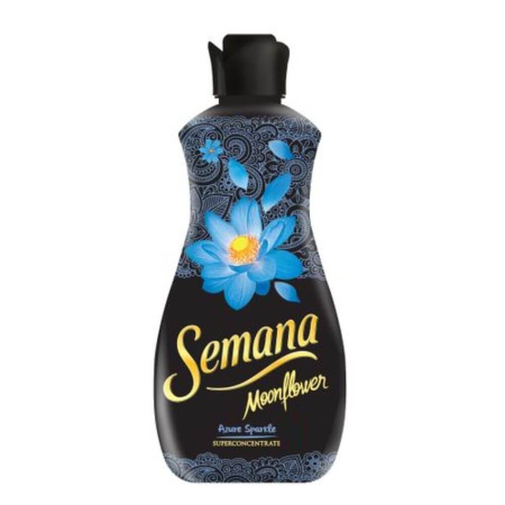 Balsam Rufe SEMANA Moonflower Azure Sparkle, 1.7 Litri, 68 Spalari, Parfum de Flori Exotice, Ananas si Paciuli, Balsam Semana pentru Rufe, Balsam de Rufe cu Miros Floral, Balsam de Rufe Superconcentrat, Detergent si Balsam de Rufe