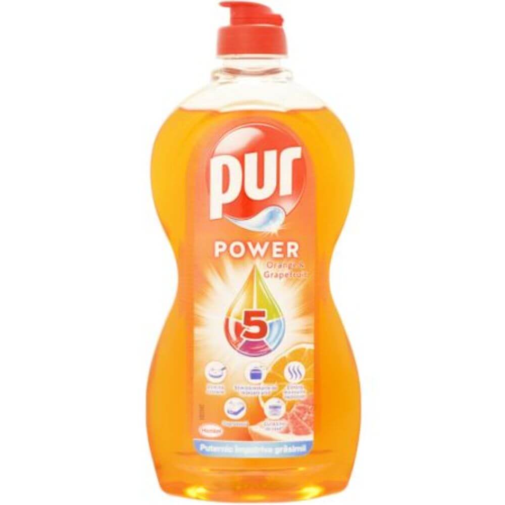 Detergent de Vase Lichid PUR Power 5 Orange&Grapefruit, 450 ml, Parfum de Portocale si Grapefruit, Pur Detergent de Vase, Detergent Lichid pentru Vase, Degresant pentru Vase, Detergent Impotriva Grasimilor Detergent de Vase Lichid PUR Power 5 Orange&Grapefruit, 450 ml, Parfum de Portocale si Grapefruit, Pur Detergent de Vase, Detergent Lichid pentru Vase, Degresant pentru Vase, Detergent Impotriva Grasimilor