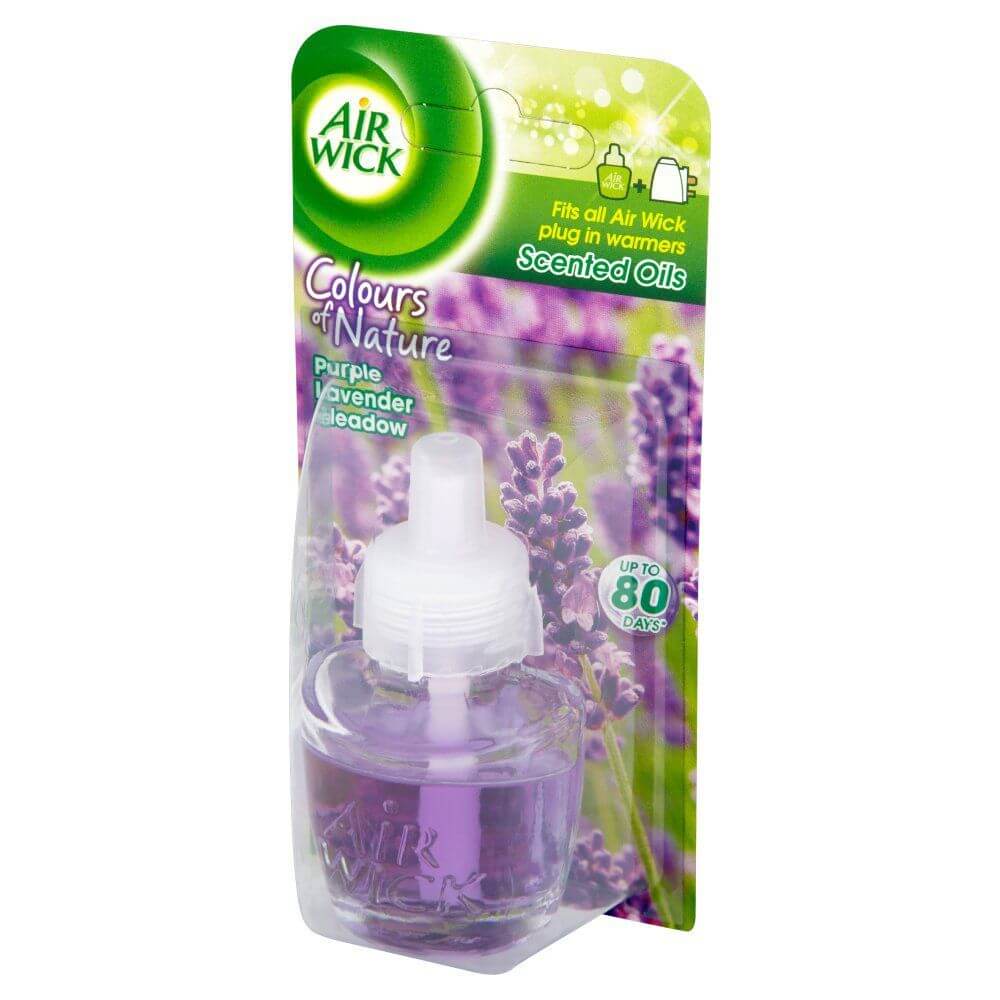 Rezerva pentru Odorizant Electric Air Wick Purple Lavender Meadow, Cantitate 19ml, Parfum de Lavanda, Rezerve Aparate Odorizante pentru Priza, Rezerva Odorizant de Camera cu Uleiuri Esentiale, Rezerva de Parfum Air Wick Aparat Electric Odorizant