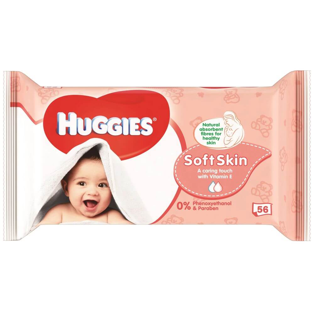 Servetele Umede Huggies Soft Skin, 56 Buc/Set, Servetele Umede pentru Piele Sensibila, Servetele Umede pentru Copii, Servetele Umede Baby, Servetele Umede Naturale, Servetele Umede Huggies, Servetele Umede Bebelusi