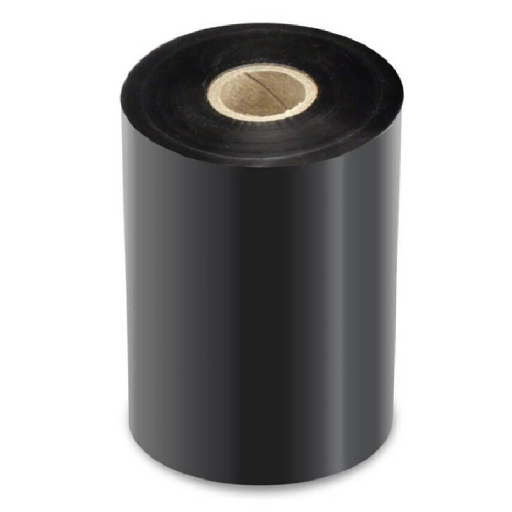 Ribon cu Ceara (WAX) Negru, 110mm x 450m, INK OUT - Ideale pentru Etichete Semilucioase