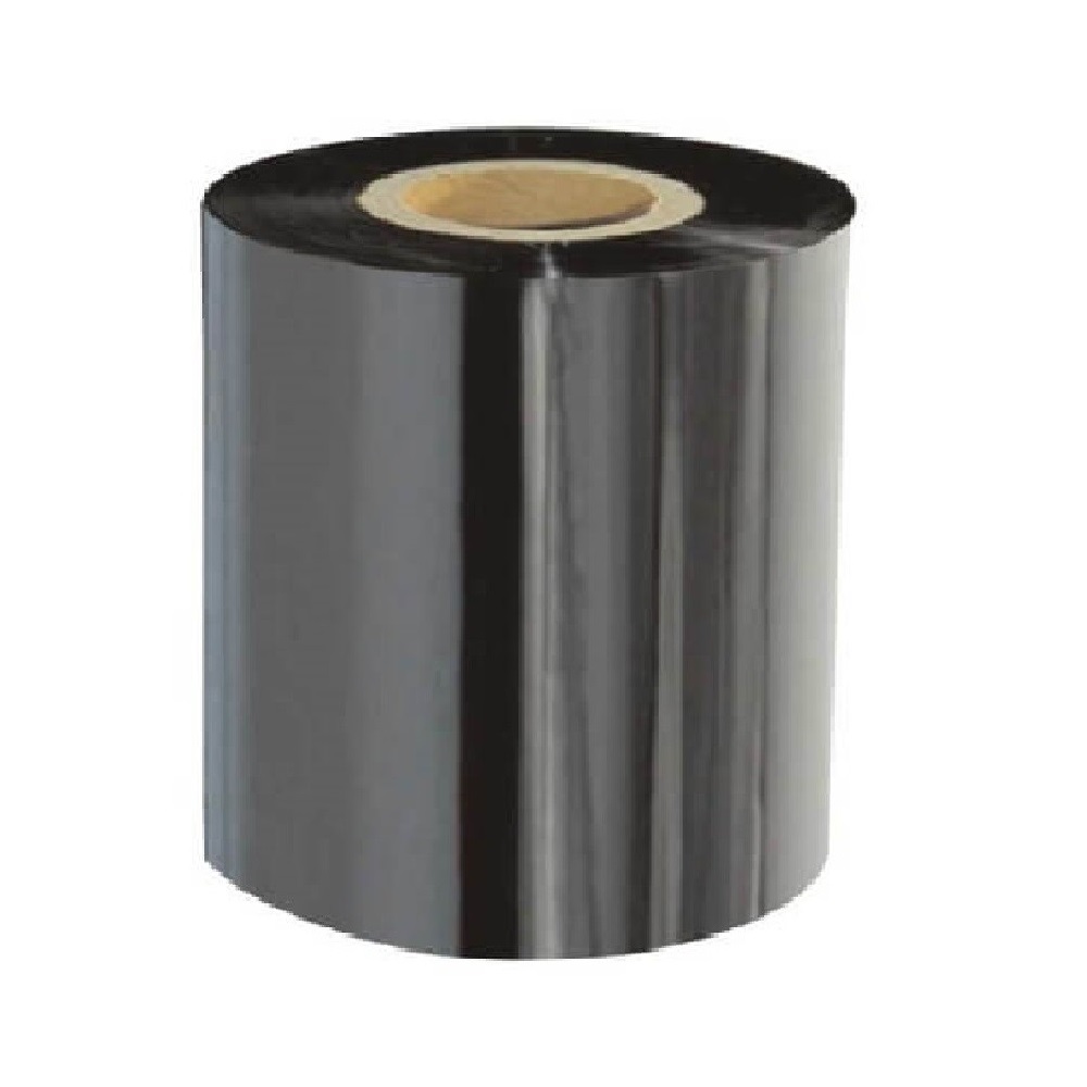 Ribon cu Ceara (WAX) Negru, 80mm x 300m, INK OUT - Ideale pentru Etichete Semilucioase