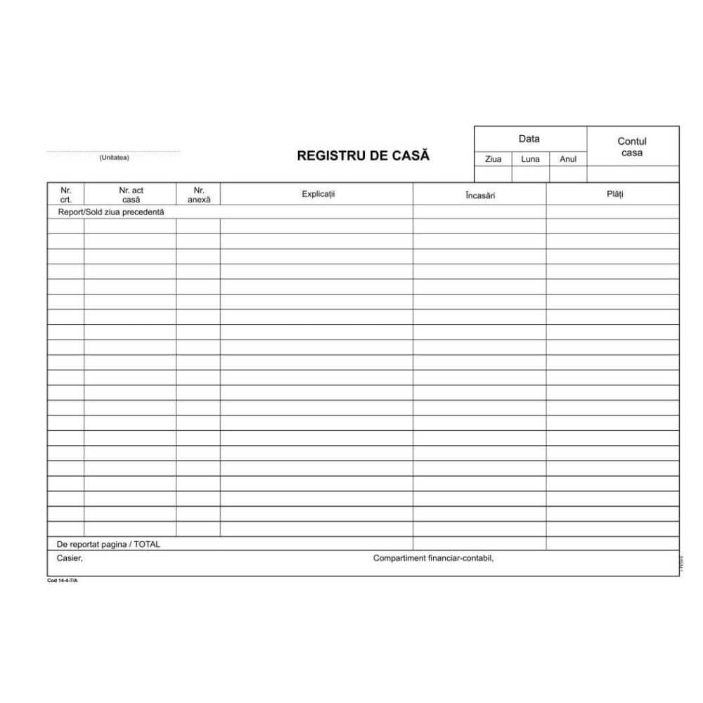 Registru Inventar Orizontal A4, 100 File/Carnet - Formular Tipizat Gestiune