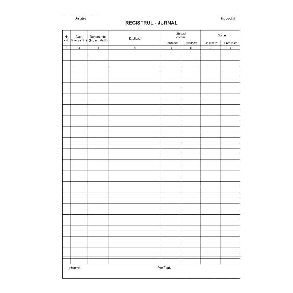Registru Jurnal A4, 100 File/Carnet - Formular Tipizat Gestiune