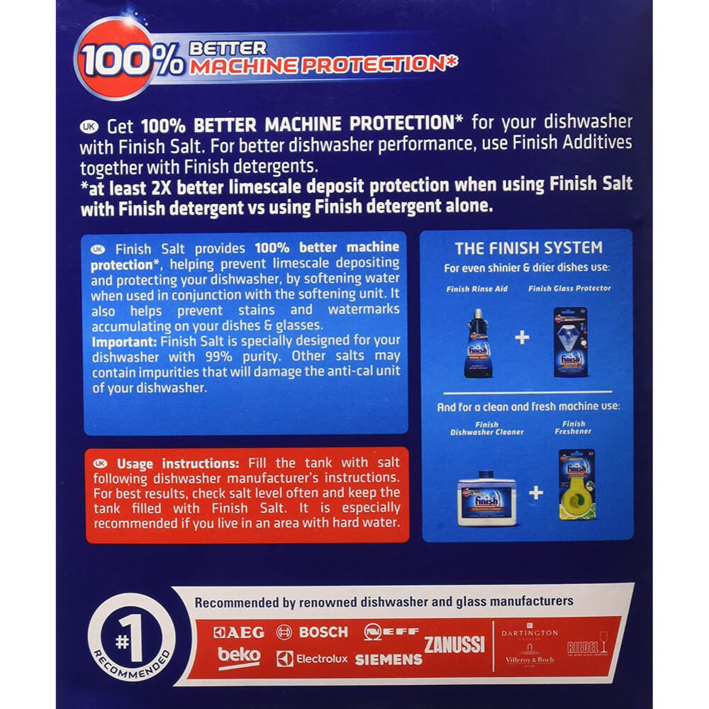 FINISH Sare Speciala pentru Masina de Spalat Vase, 1.5 kg, Solutie Pudra, Protectie Superioara Masinii de Spalat, Prevenire Calcar, Detergent Anticalcar, Sare pentru Masina de Spalat Vase, Pudra de Curatare Anticalcar