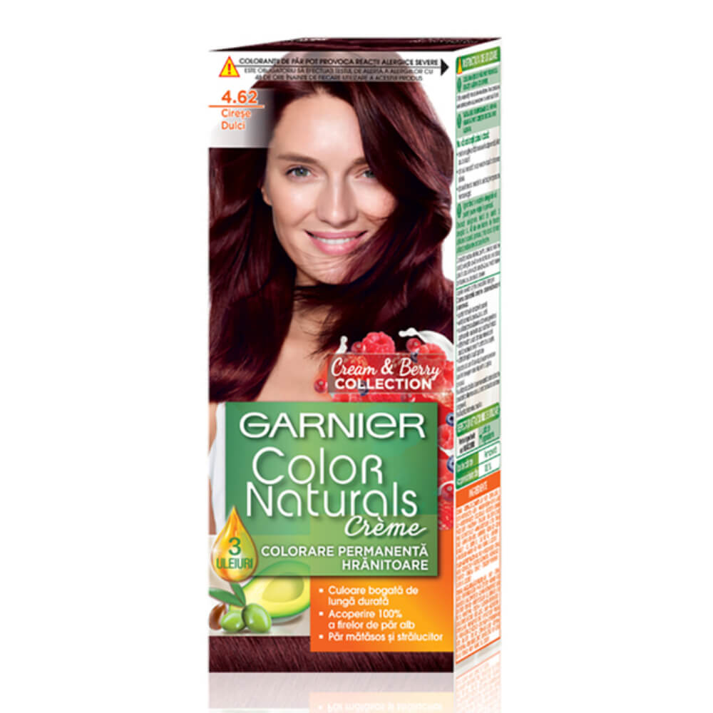Vopsea Permanenta de Par 4.62 Sweet Cherry, Garnier Color Naturals, 110 ml, Vopsea de Par, Vopsea Par Permanenta, Vopsea Permanenta Roscat Aramiu Inchis, Vopsea Permanenta pentru Par, Vopsea Garnier, Vopsea Roscata Garnier, Vopsea Permanenta Garnier