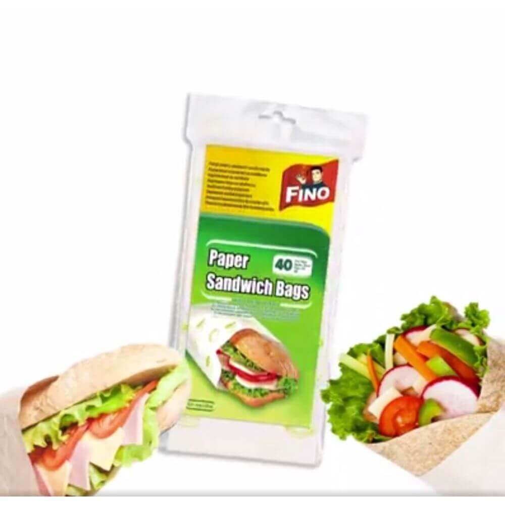 Pungi Sandwich Hartie Fino, 12.5x6x25 cm, 40 Buc/Set, Fino Pungi de Hartie pentru Sandwich, Pungi Alimentare Fino, Pungi Alimentare de Hartie, Pungi de Hartie pentru Senvisuri, Pungi Senvis, Pungi Alimente, Pungi Depozitare Alimente
