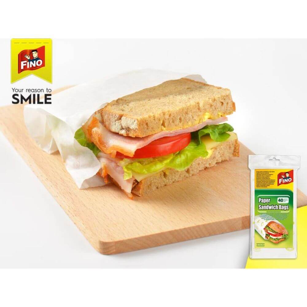 Pungi Sandwich Hartie Fino, 12.5x6x25 cm, 40 Buc/Set, Fino Pungi de Hartie pentru Sandwich, Pungi Alimentare Fino, Pungi Alimentare de Hartie, Pungi de Hartie pentru Senvisuri, Pungi Senvis, Pungi Alimente, Pungi Depozitare Alimente