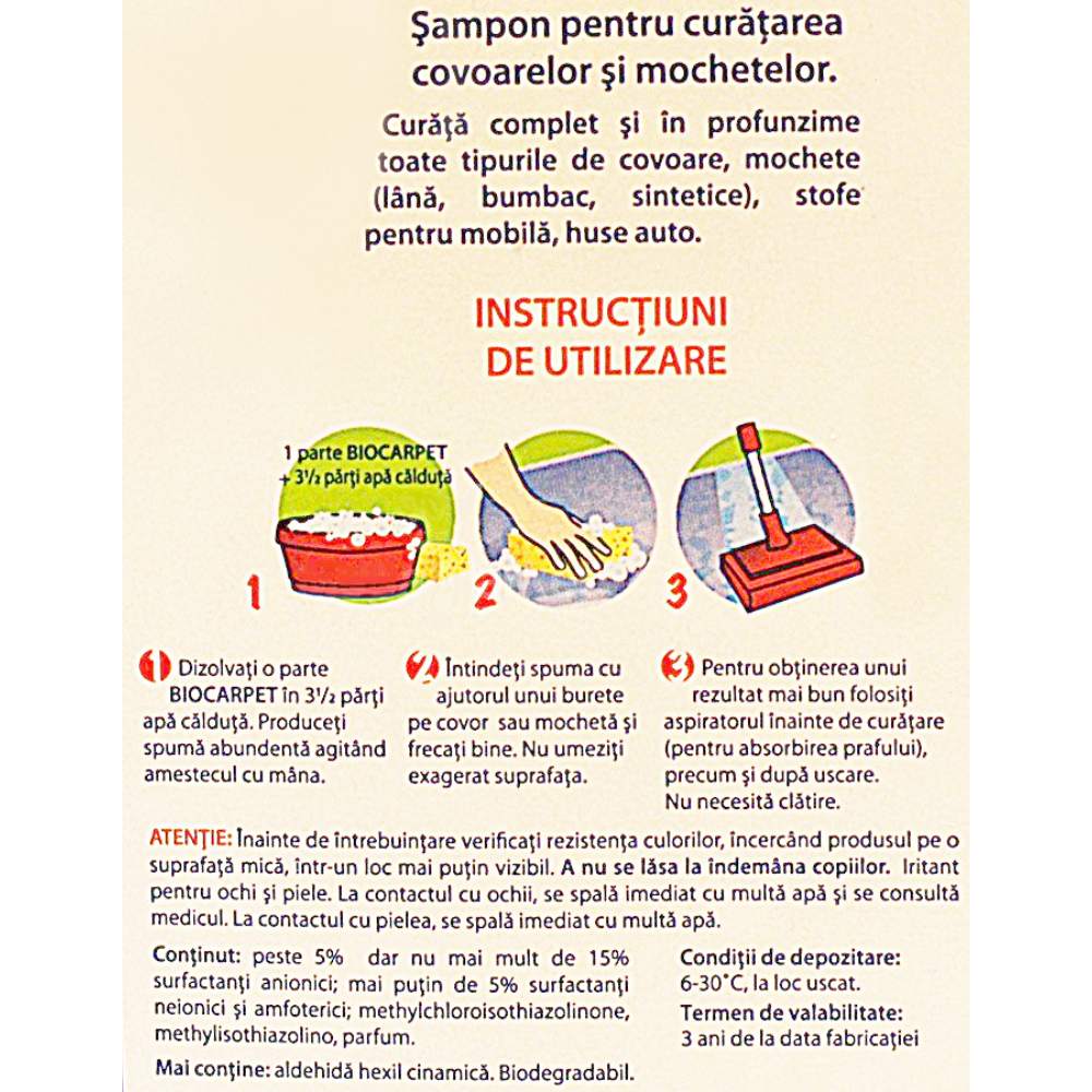 Sampon pentru Covoare Biocarpet, 500 ml, Parfum Floral, Sampon de Covoare, Sampoane pentru Covoare, Sampoane de Covoare, Solutie de Covoare, Solutii de Covoare, Solutie Curatat Covoare, Solutii Curatat Covoare, Detergenti Covoare Sampon pentru Covoare Biocarpet, 500 ml, Parfum Floral, Sampon de Covoare, Sampoane pentru Covoare, Sampoane de Covoare, Solutie de Covoare, Solutii de Covoare, Solutie Curatat Covoare, Solutii Curatat Covoare, Detergenti Covoare